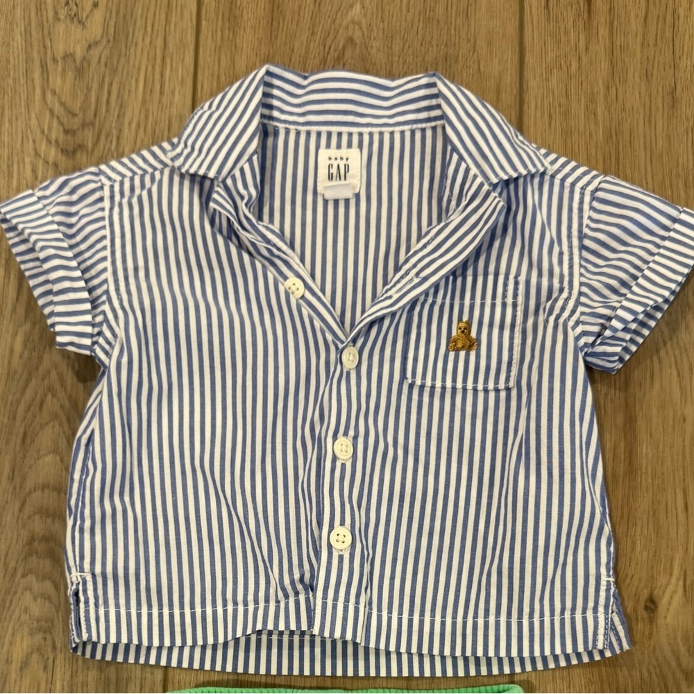 GAP Baby Blue Poplin Outfit Set - 6-12m - Picture 2 of 7